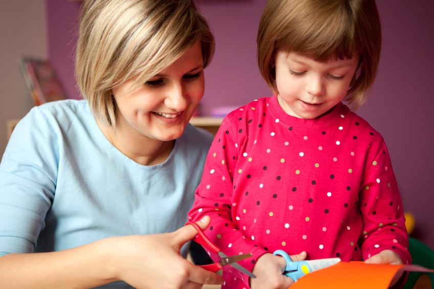 Mom and daughter crafting