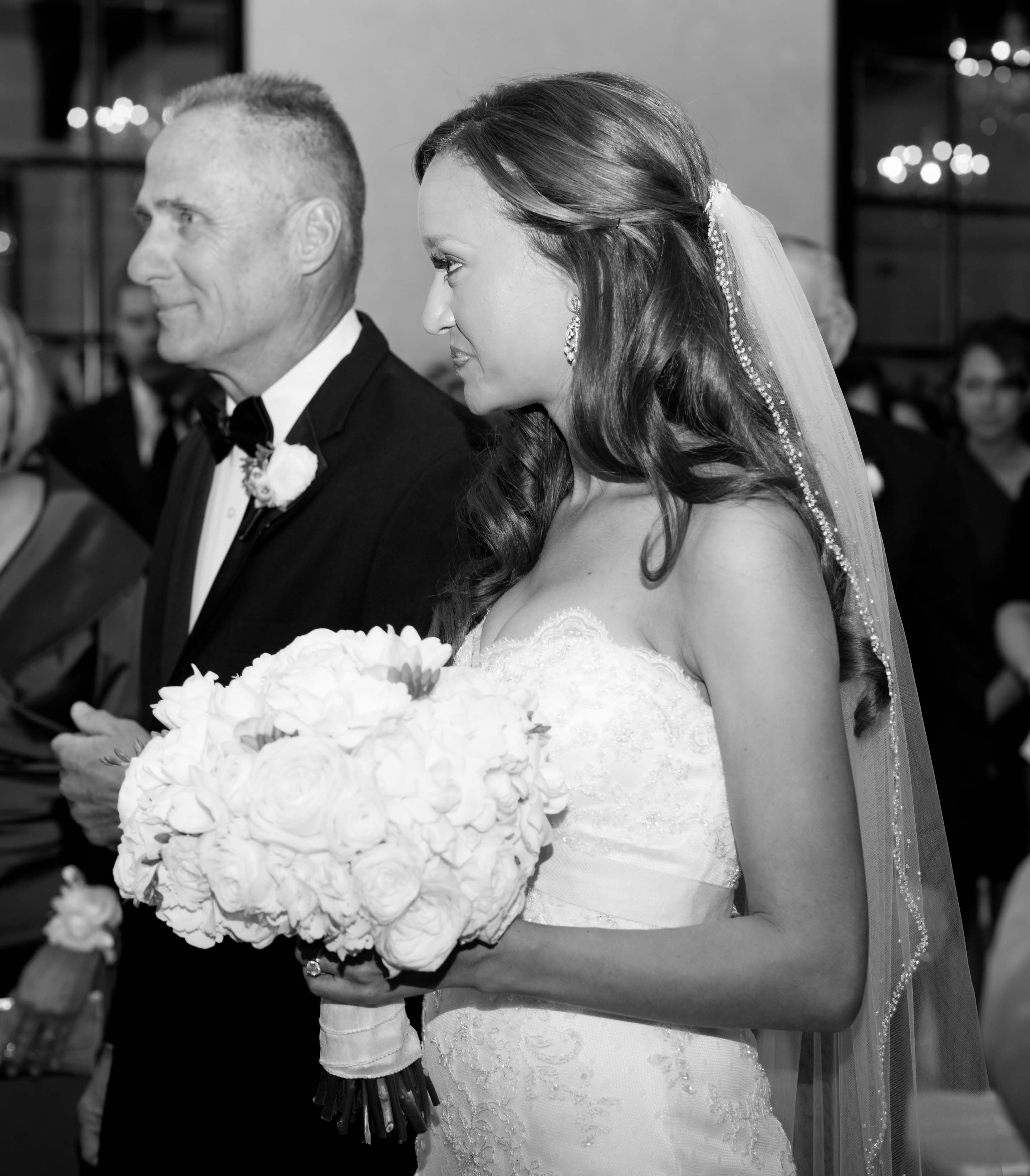 Bride with long hairstyle and vail