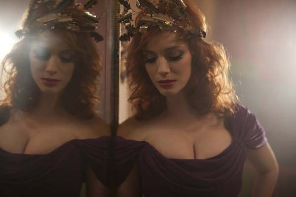 Christina Hendricks cleavage shows off Vivienne Westwood jewelry