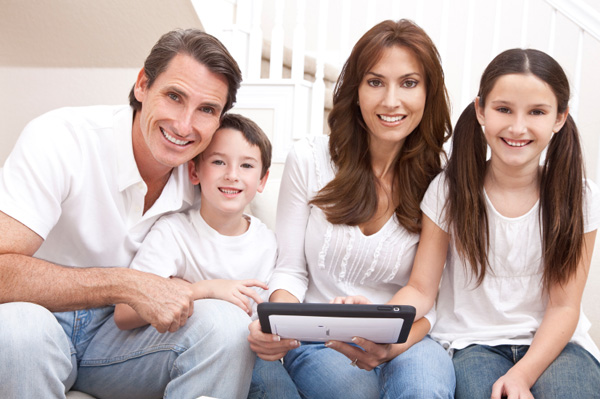 Family with table computer