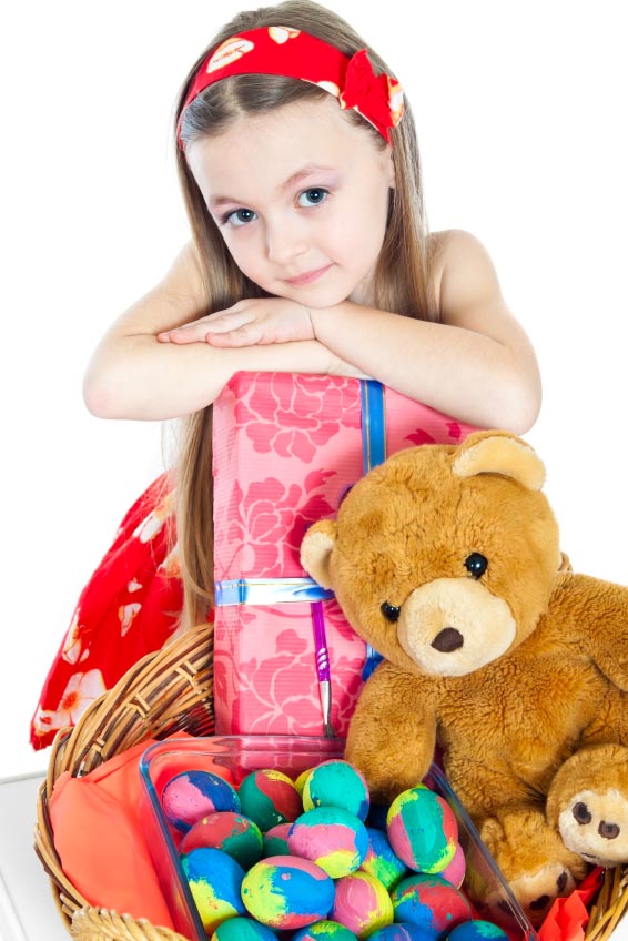 girl with easter gifts