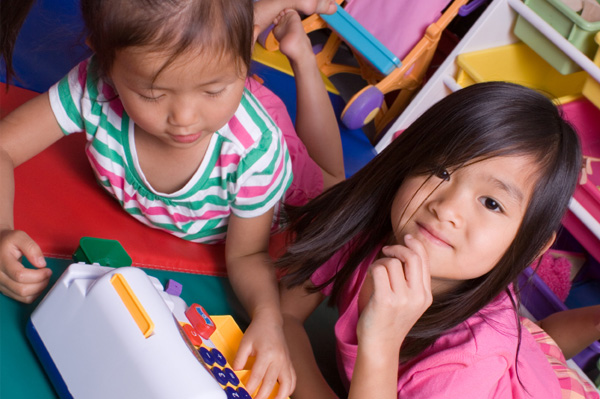 Girls in playroom