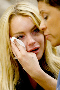 Lindsay Lohan crying
