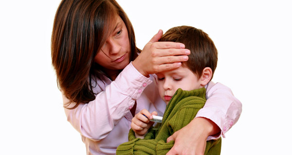 Sick boy and mom