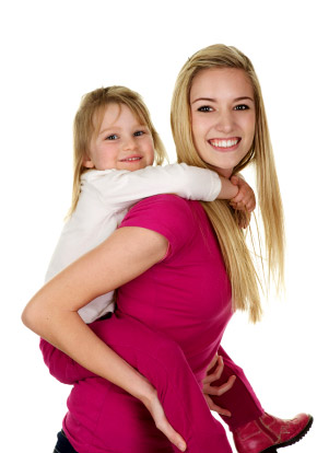 Girl with babysitter