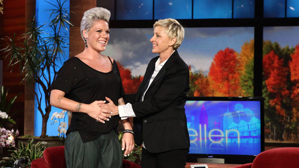 Pink pregnant on the Ellen De Generes show