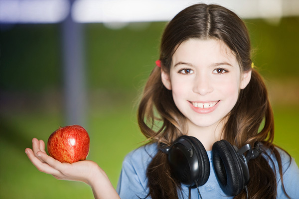 Tween with apple