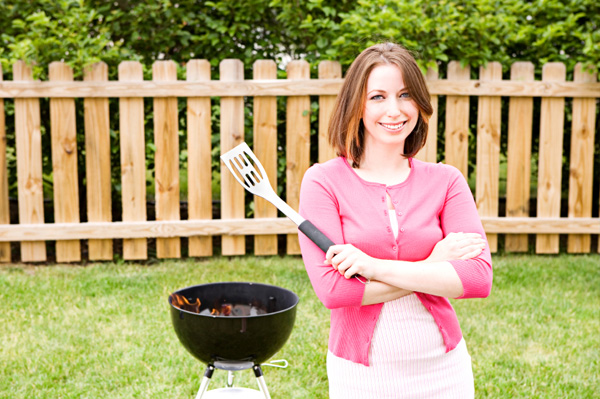 Woman grilling