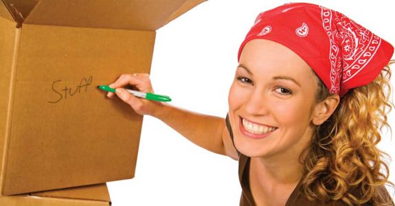 Woman Labeling Box