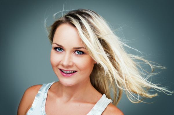 Woman with toussled hair