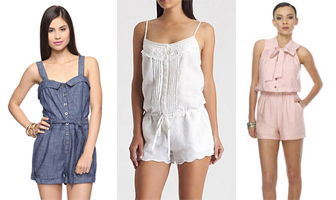 denim, white and pink summer fashion rompers