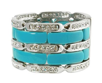 Turqoise and rhinestone cuff bridal bracelet