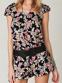 Free People summer romper in cap sleeves