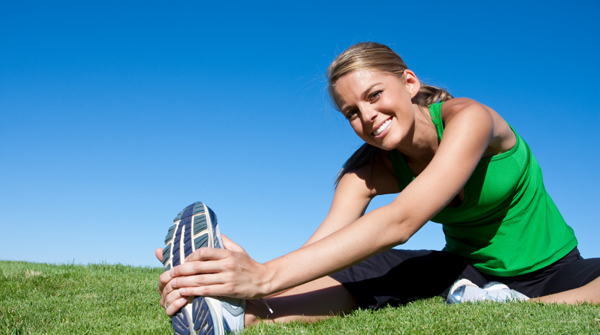 Woman stretching with ponytail