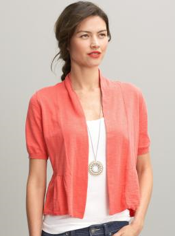 Jersey ruffle hem cardigan