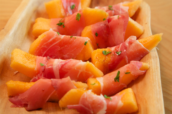 Proscuitto wrapped melon