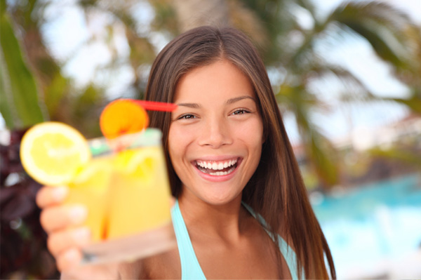 Woman with summer drink