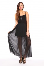 Black pleated maxi dress