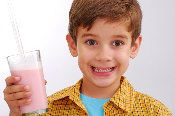 Boy drinking smoothie