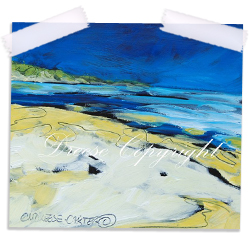 Beach oil painting print