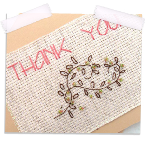 Bead embellished embroidery thank you card