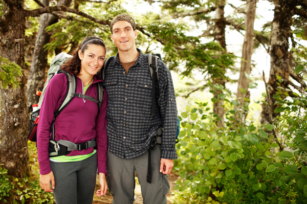 Happy couple on hike