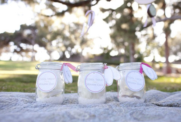homemade ice cream in a jar wedding favor by City Cradle design
