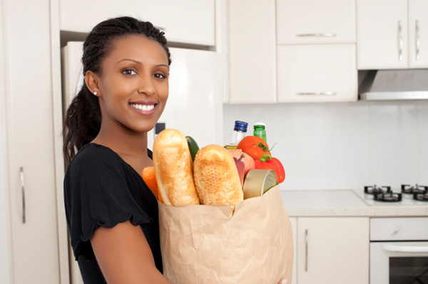 Woman with grocery bag
