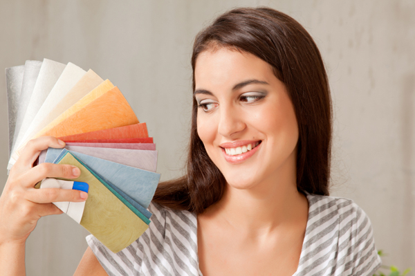 Woman with paint sample