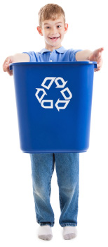 Boy with recycling bin
