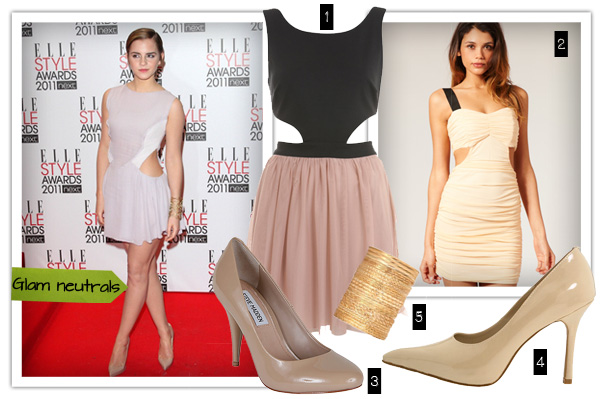 Glam neutral look on Emma Watson