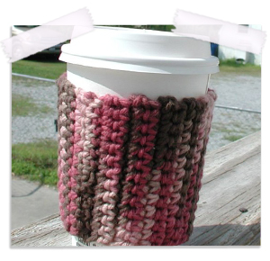 Raspberry mocha crocheted coffee cozy