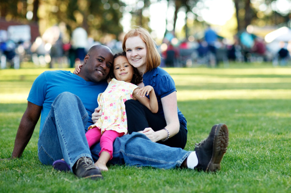 Family at music festival