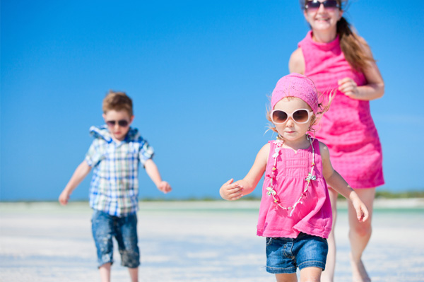 Family on beach