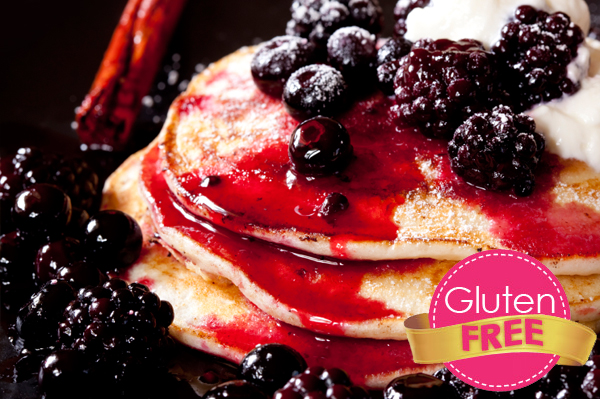 Gluteen free Pancakes and berry compote