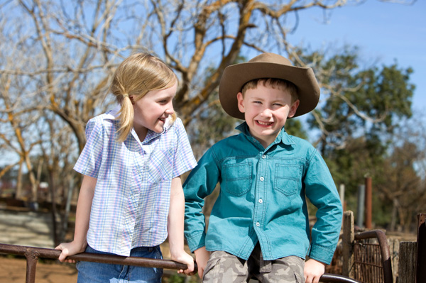 Kid on farm vacation