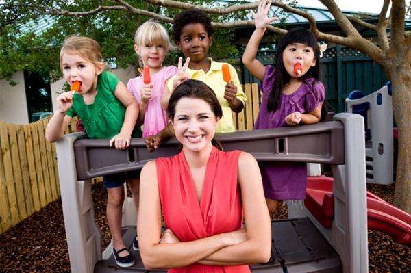 Mom with homemade popsicles
