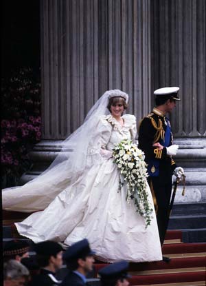 Princess Diana and Prince Charles on their wedding day