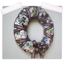 Repurposed paper all season wreath