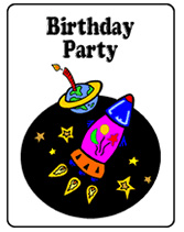 Space-themed party invitations