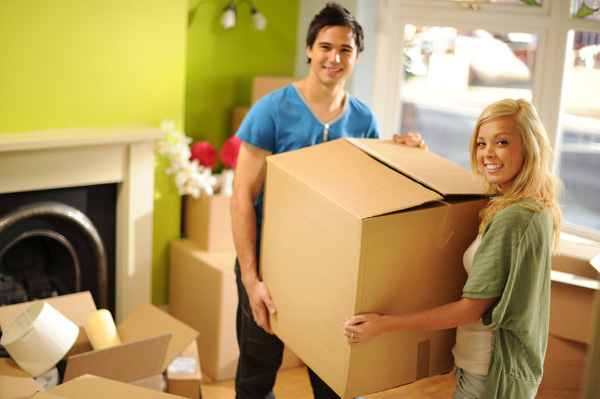 Young couple moving