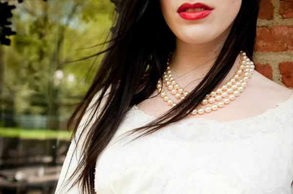 Black hair with red lips