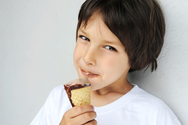 Boy eating ice cream