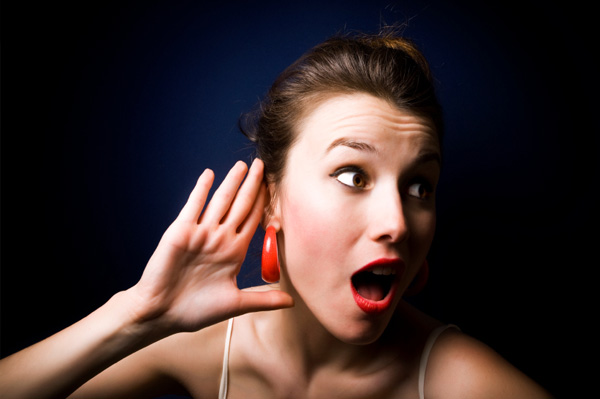 woman listening for gossip