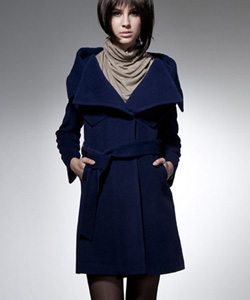 dark blue wool coat