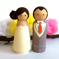 Wooden wedding cake toppers