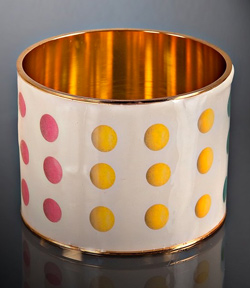 Seen here: White Enamel Candy Dots Bangle, $30
