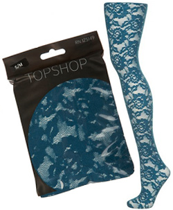 Seen here: Teal flower lace tights from Topshop, $24