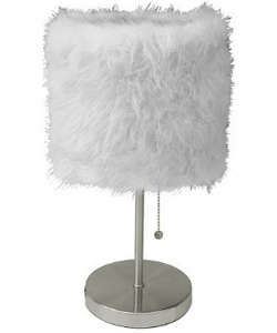 Fur Shade Stick Lamp