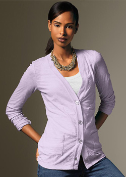 Lavender boyfriend cardigan (Talbots, $23.99)